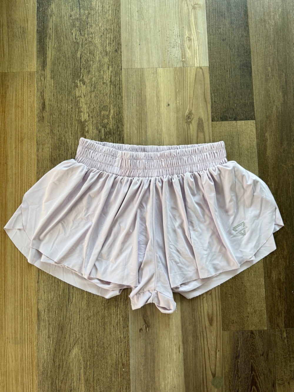 Light Pink Athletic Ruffle Shorts with Elastic Waistband